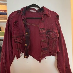 Burgundy denim jacket
